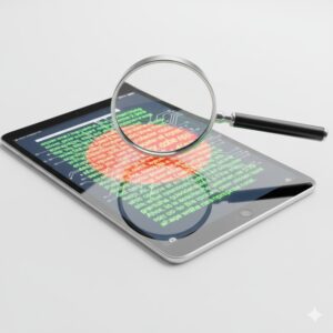 AI writing detector scanning content for plagiarism.